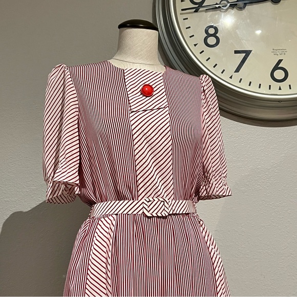Vintage Multi Striped Red Dress - Picture 3 of 3